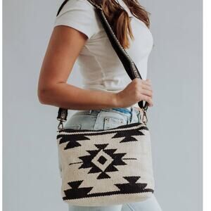 Cream & Black Aztec Crossbody Bag